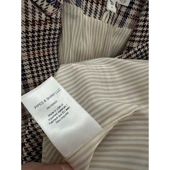Veronica Beard 4 Plaid Blazer Jacket Lined One Button Multicolor Cotton Blend - Picture 7 of 16